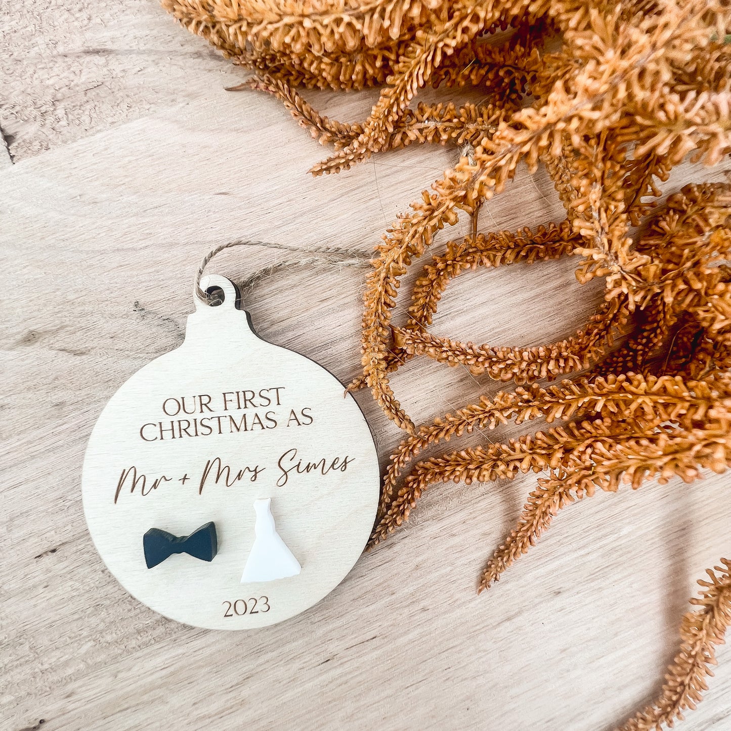 MR & MRS 3D CHRISTMAS BAUBLE