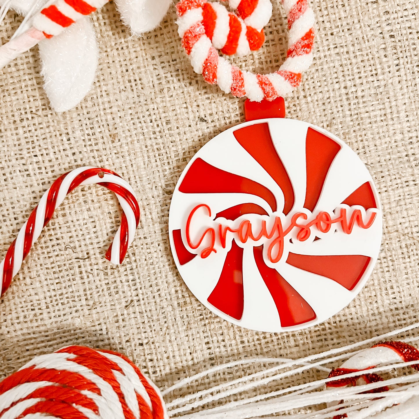 3D ACRYLIC CANDY CANE DECORATION