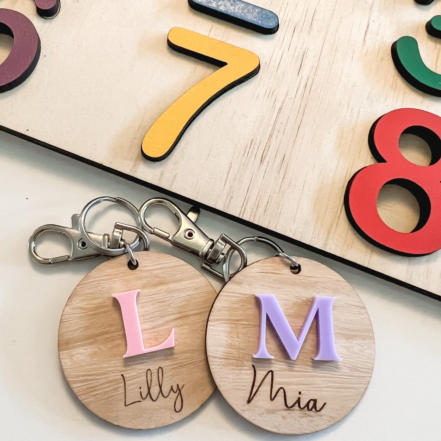 BAG TAG KEYRING WITH NAME & 3D INITIAL