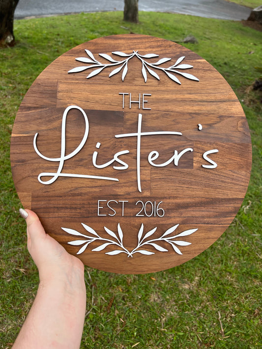 40CM ROUND SOLID WOOD SIGNAGE
