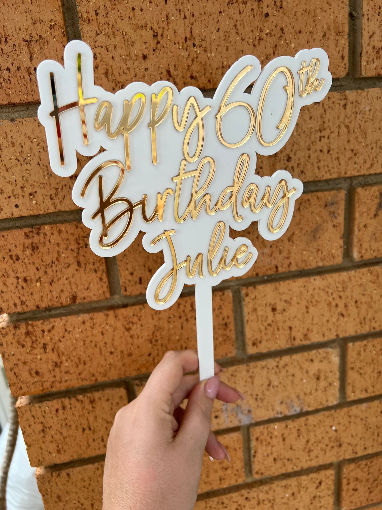 DOUBLE LAYER ACRYLIC CAKE TOPPER - TEXT ONLY