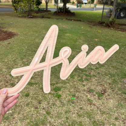 LAYERED NAME SIGN - WOOD & ACRYLIC