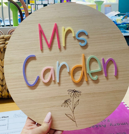 WOODEN TEACHER NAME SIGN