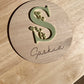 WOODEN NAME PLAQUE WITH 3D INITIAL